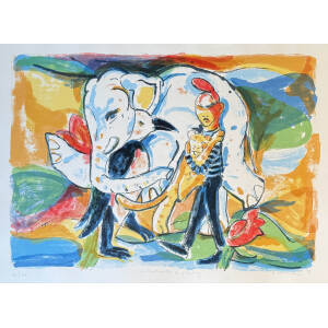 silkscreen anton peace elephants and flowers